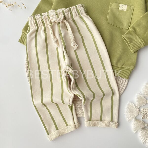 Premium Mini Cep Detaylı Çizgili 3ip Eşofman Takımı 2-3 YAŞ