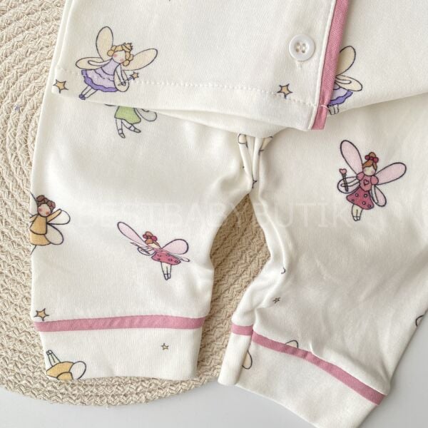 Peri Detaylı %100 PAMUK Pijama Takımı