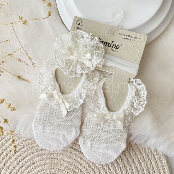 TÜTÜLÜ BANDANALI BABET ÇORAP 6–12-24 AY