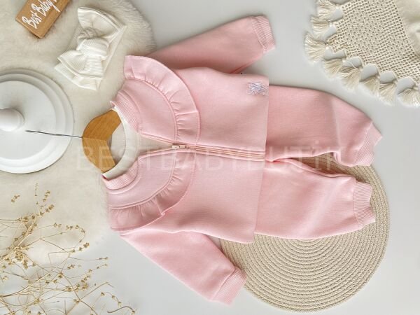 USPA Yazı Detaylı Fırfırlı Hırkalı 3’Lü Takım