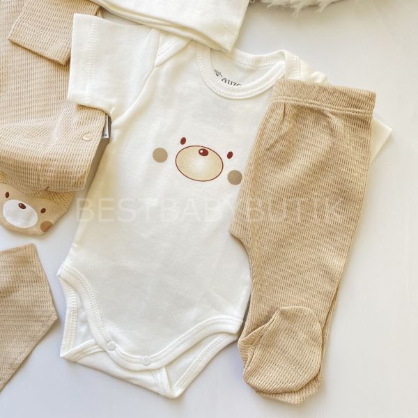 BEAR SEVİMLİ AYICIK DETAYLI JAKARLI 10 PARÇA HASTANE ÇIKIŞI SETİ