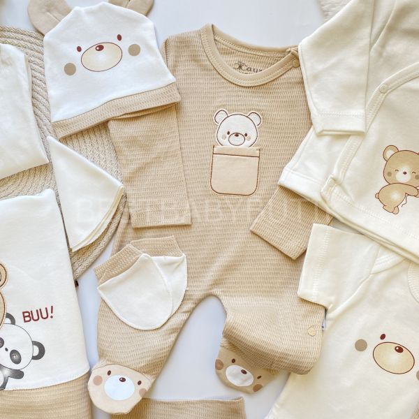 BEAR SEVİMLİ AYICIK DETAYLI JAKARLI 10 PARÇA HASTANE ÇIKIŞI SETİ