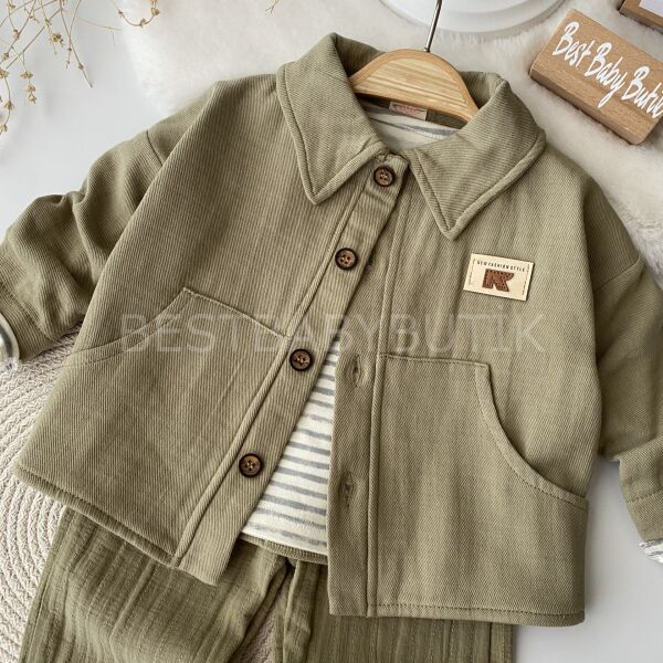 Premium Koleksiyon Polo Yaka Cepli Müslin 3’Lü Takım 18-24 AY