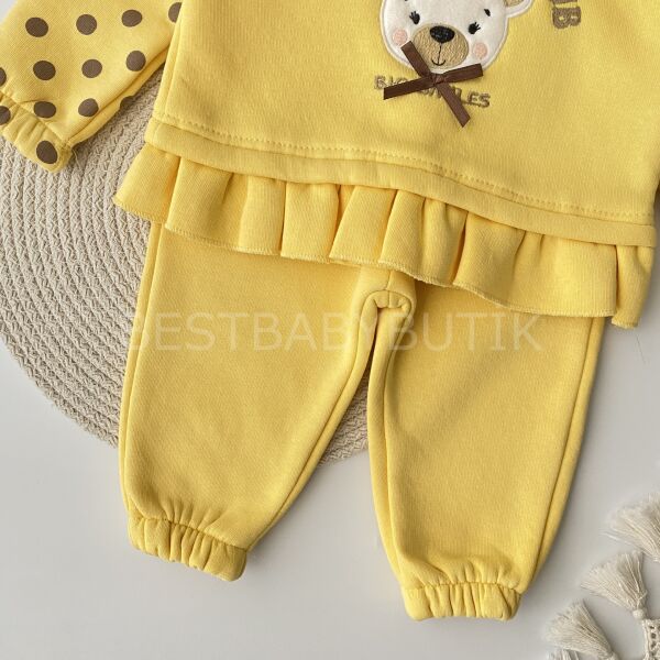 Sevimli Ayıcık Benekli Bebek Yaka Şardonlu 2’Li Takım