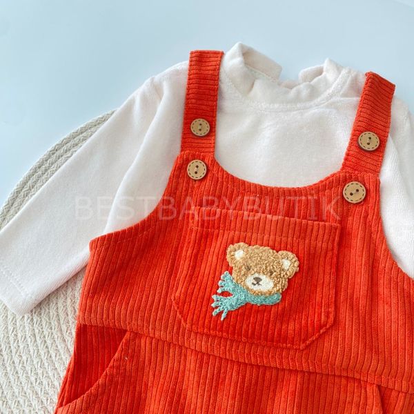 BEAR PANÇ İŞLEMELİ KADİFE FİTİLLİ TULUM