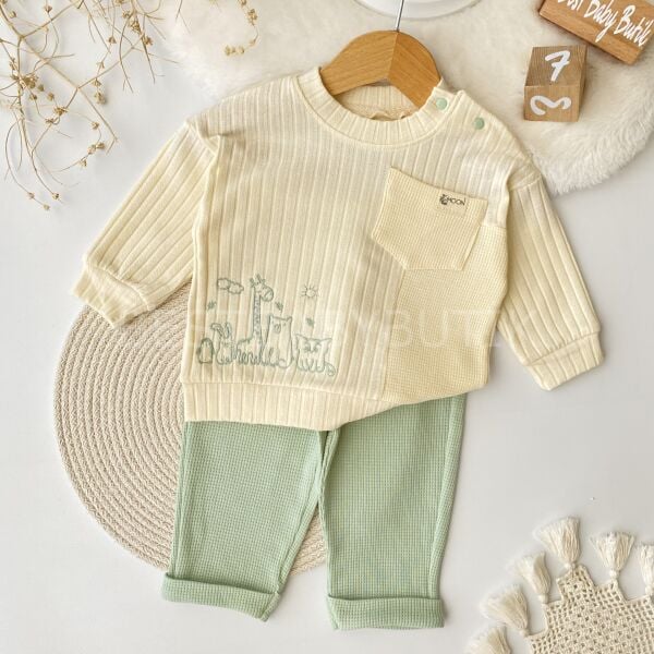 Sevimli Hayvan Nakışlı %100 Pamuk Mevsimlik 2’Li Takım