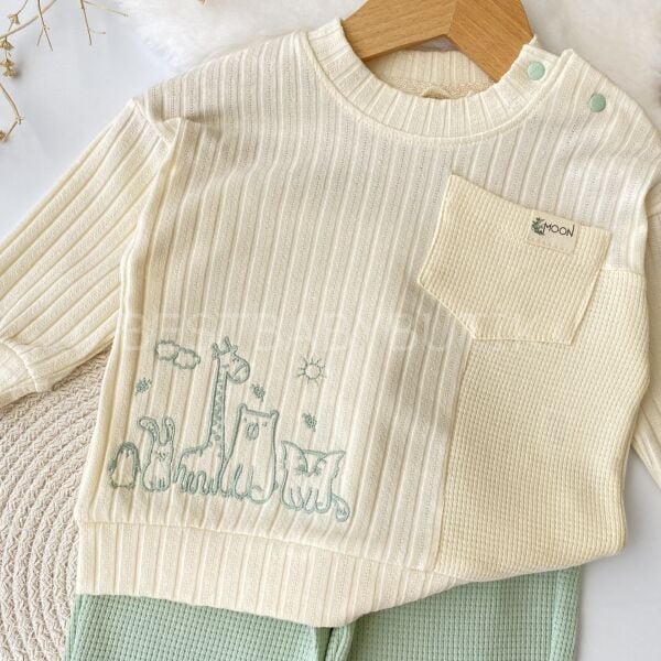 Sevimli Hayvan Nakışlı %100 Pamuk Mevsimlik 2’Li Takım