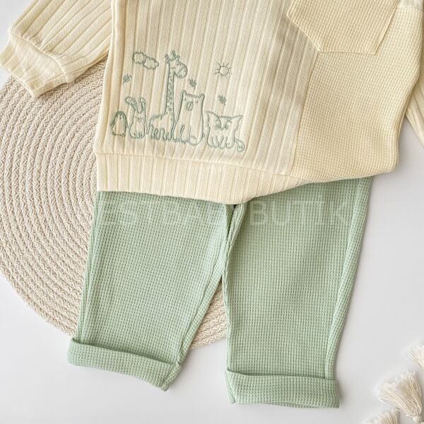 Sevimli Hayvan Nakışlı %100 Pamuk Mevsimlik 2’Li Takım