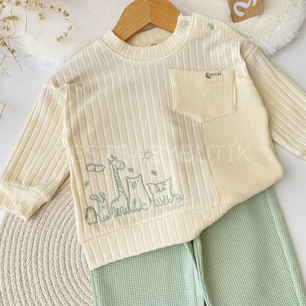 Sevimli Hayvan Nakışlı %100 Pamuk Mevsimlik 2’Li Takım