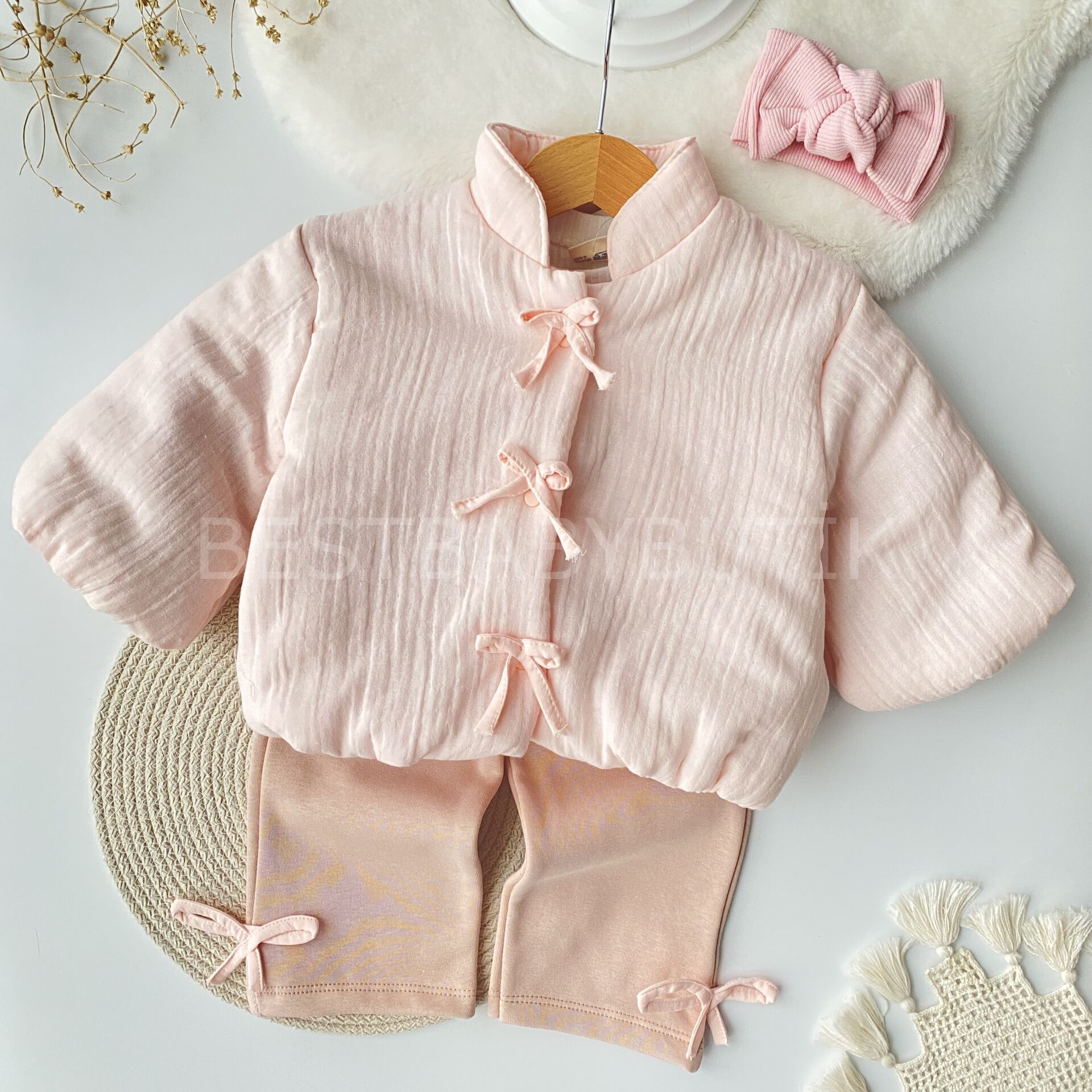 Kurdaleli Müslin Montlu Bol Paça Şardonlu 3’Lü Takım