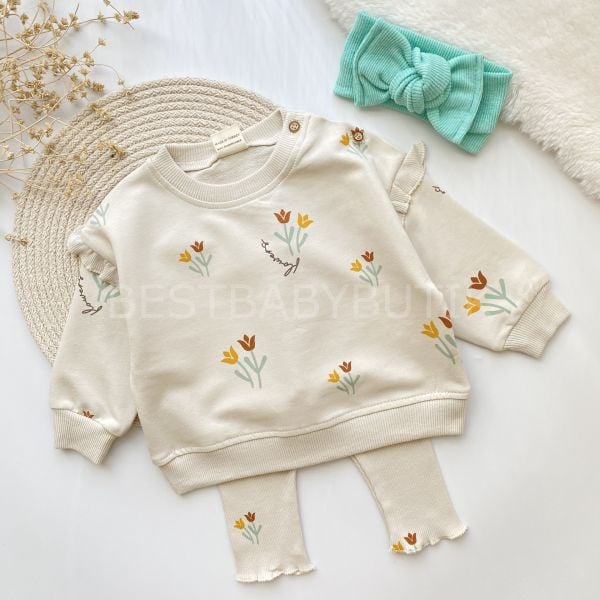 FLOWERS LALELİ FIRFIR DETAYLI 2’Lİ ALT ÜST TAKIM