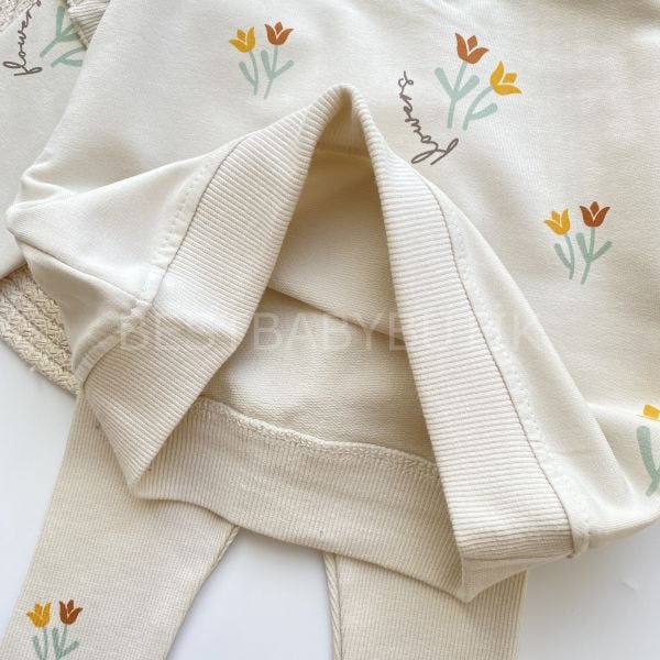 FLOWERS LALELİ FIRFIR DETAYLI 2’Lİ ALT ÜST TAKIM