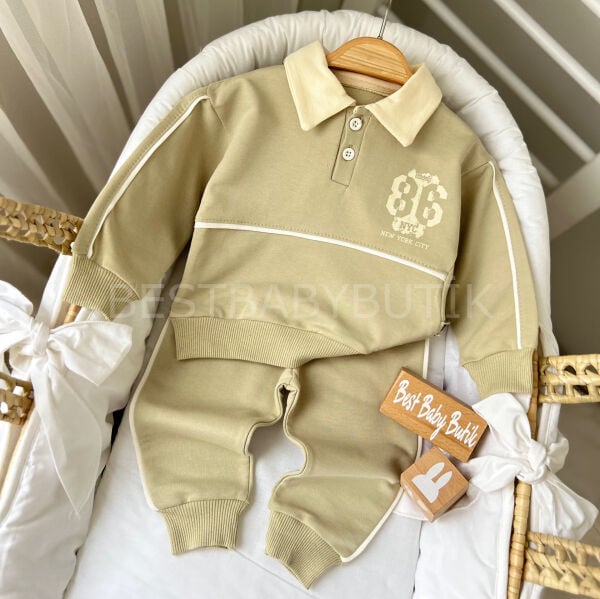 86 Yazı Baskılı Polo Yaka Eşofman Takımı