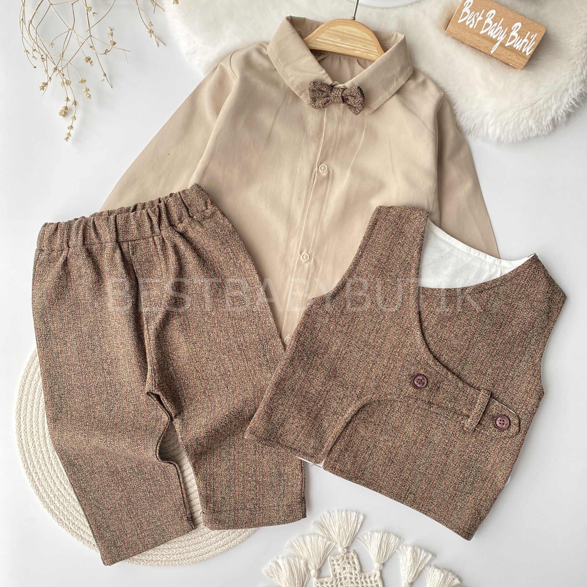 Papyon ve Yelekli 3’Lü Takım (DAR KALIP) 9-12 AY