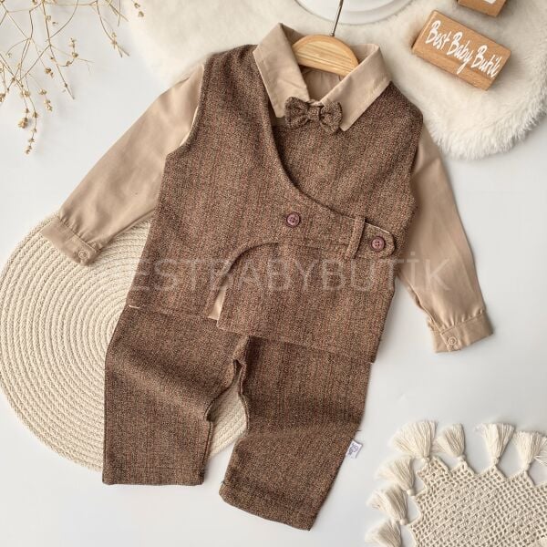 Papyon ve Yelekli 3’Lü Takım (DAR KALIP) 9-12 AY