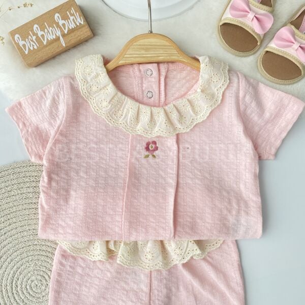 Çiçek Nakışlı Fistolu Bol Paça Takım 12 AYLIK