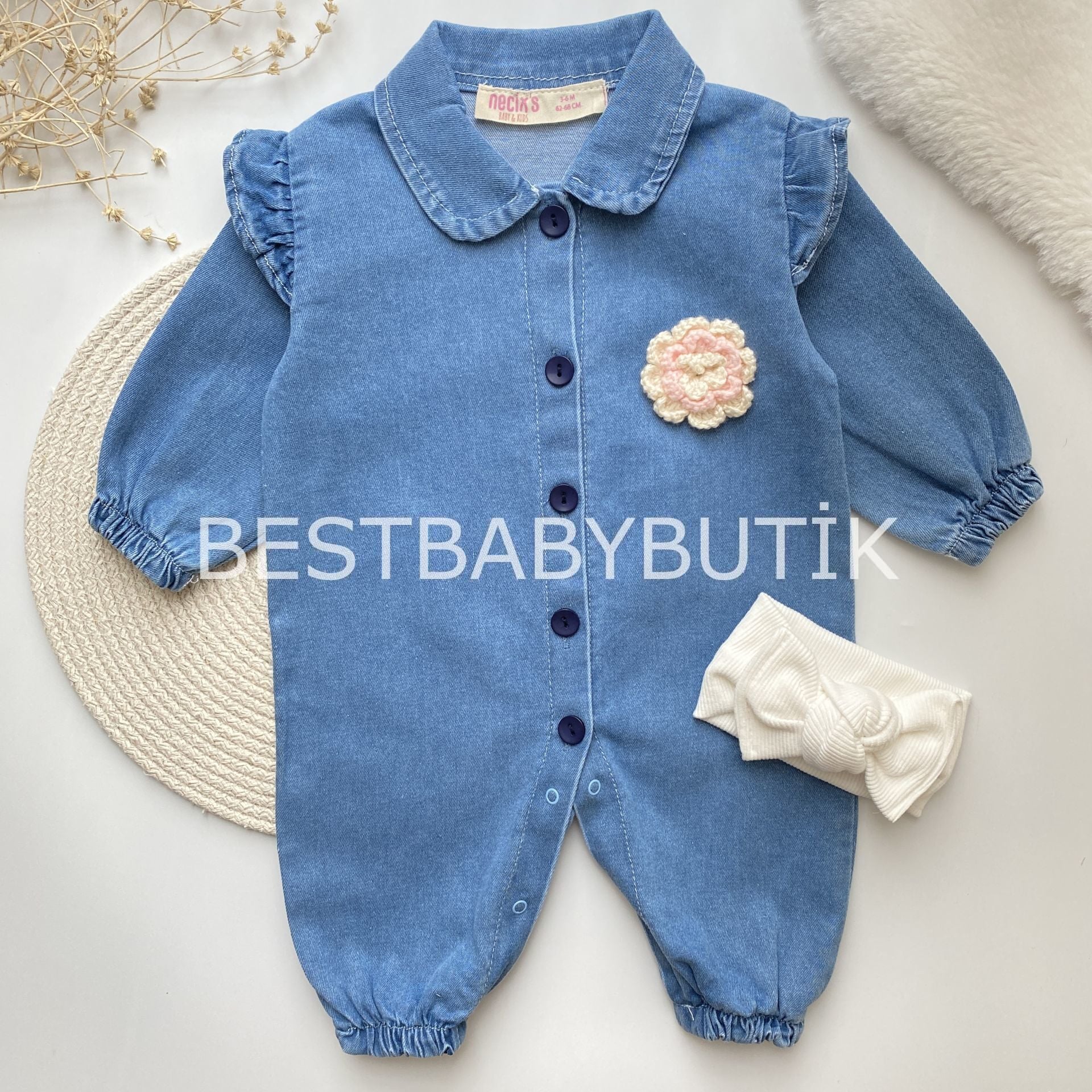 ÖRGÜ GÜL DETAYLI KOT TULUM 3-6 AY