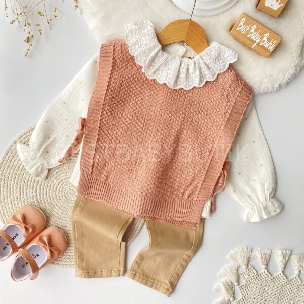 Elsa Triko Süveterli Keten Pantolonlu Premium 3’Lü Takım