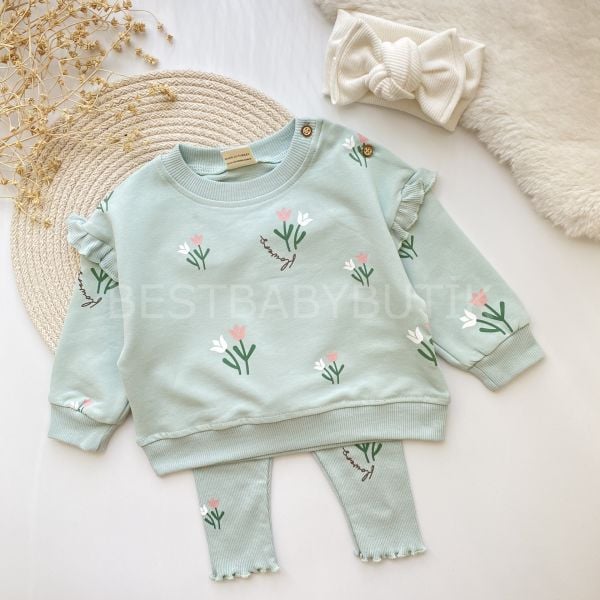 FLOWERS LALELİ FIRFIR DETAYLI 2’Lİ ALT ÜST TAKIM