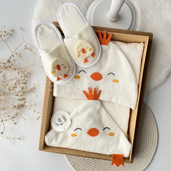 LÜKS CİVCİV DESENLİ ORGANİK BAMBU 3 PARÇA BORNOZ SETİ