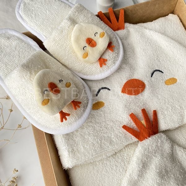 LÜKS CİVCİV DESENLİ ORGANİK BAMBU 3 PARÇA BORNOZ SETİ