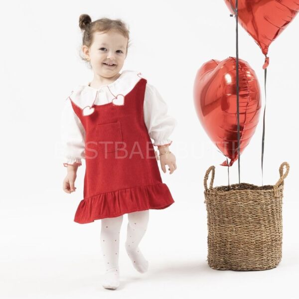 Kalp Gömlekli Fırfırlı Sırt Detaylı Elbise