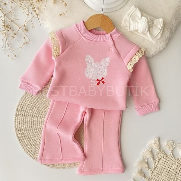 Tavşan Baskılı İspanyol Paça Şardonlu 2’li Takım