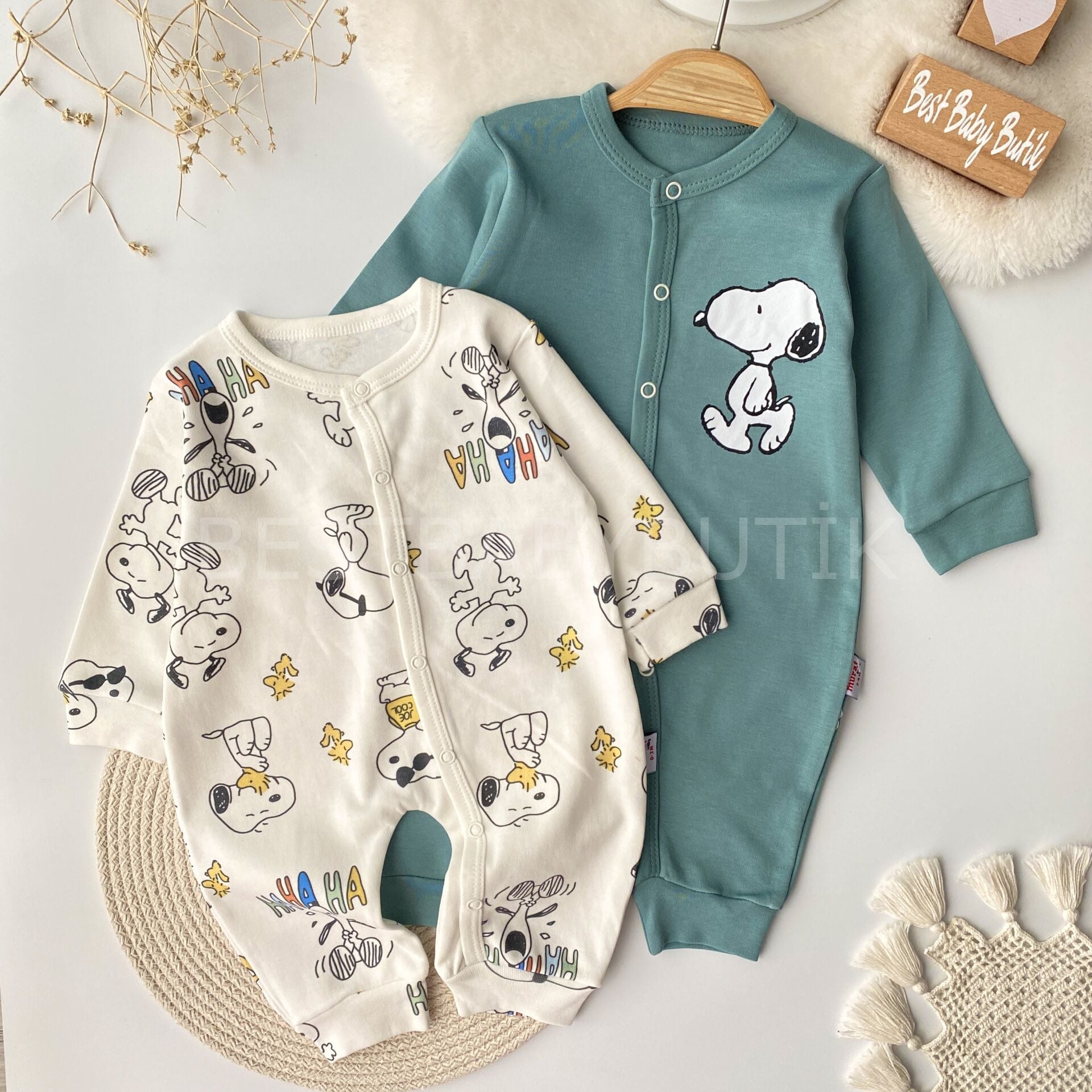 Snoopy Baskılı %100 Pamuk 2’Li Tulum 3-6 AY