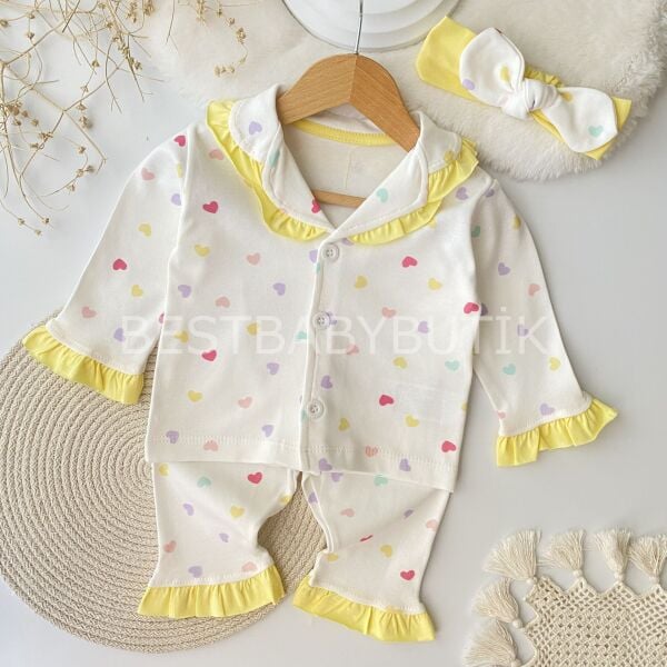 Kalpli Fırfırlı Bandanalı Pijama Takımı