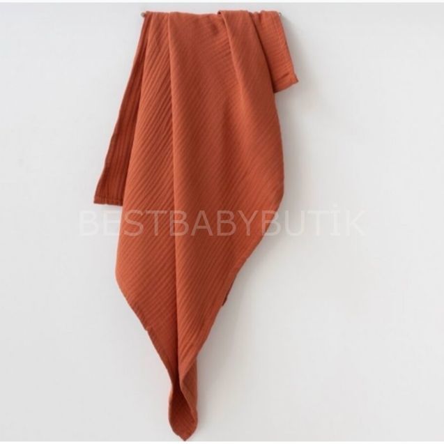 CENO 4 KATLI KİREMİT RENGİ MÜSLİN BATTANİYE 115*95
