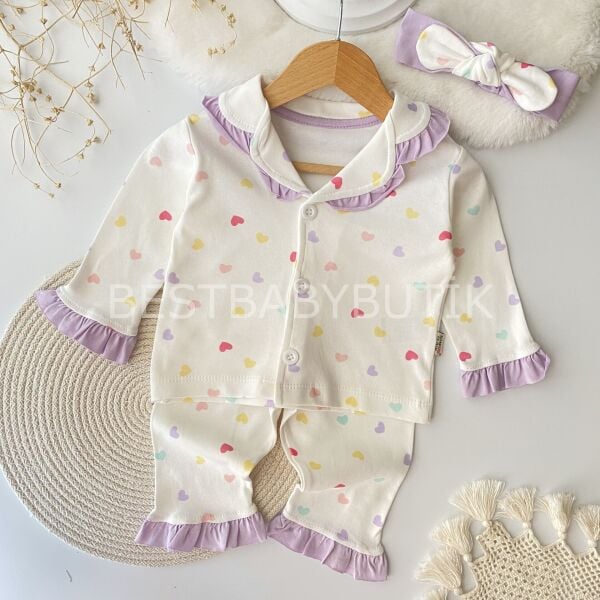 Kalpli Fırfırlı Bandanalı Pijama Takımı