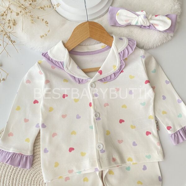 Kalpli Fırfırlı Bandanalı Pijama Takımı