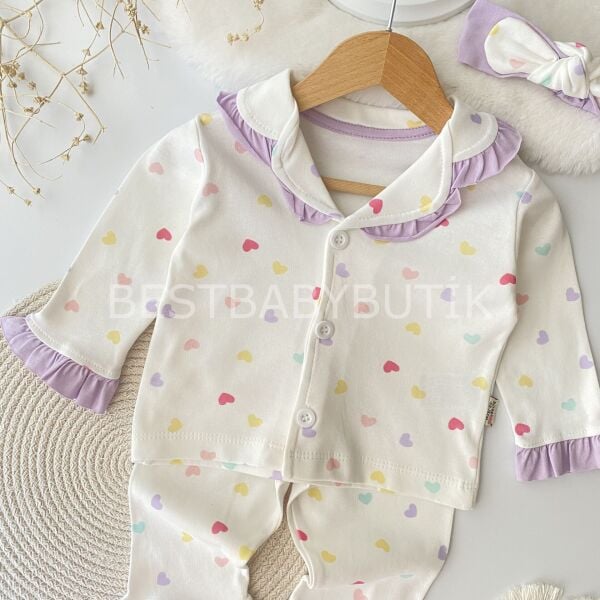 Kalpli Fırfırlı Bandanalı Pijama Takımı