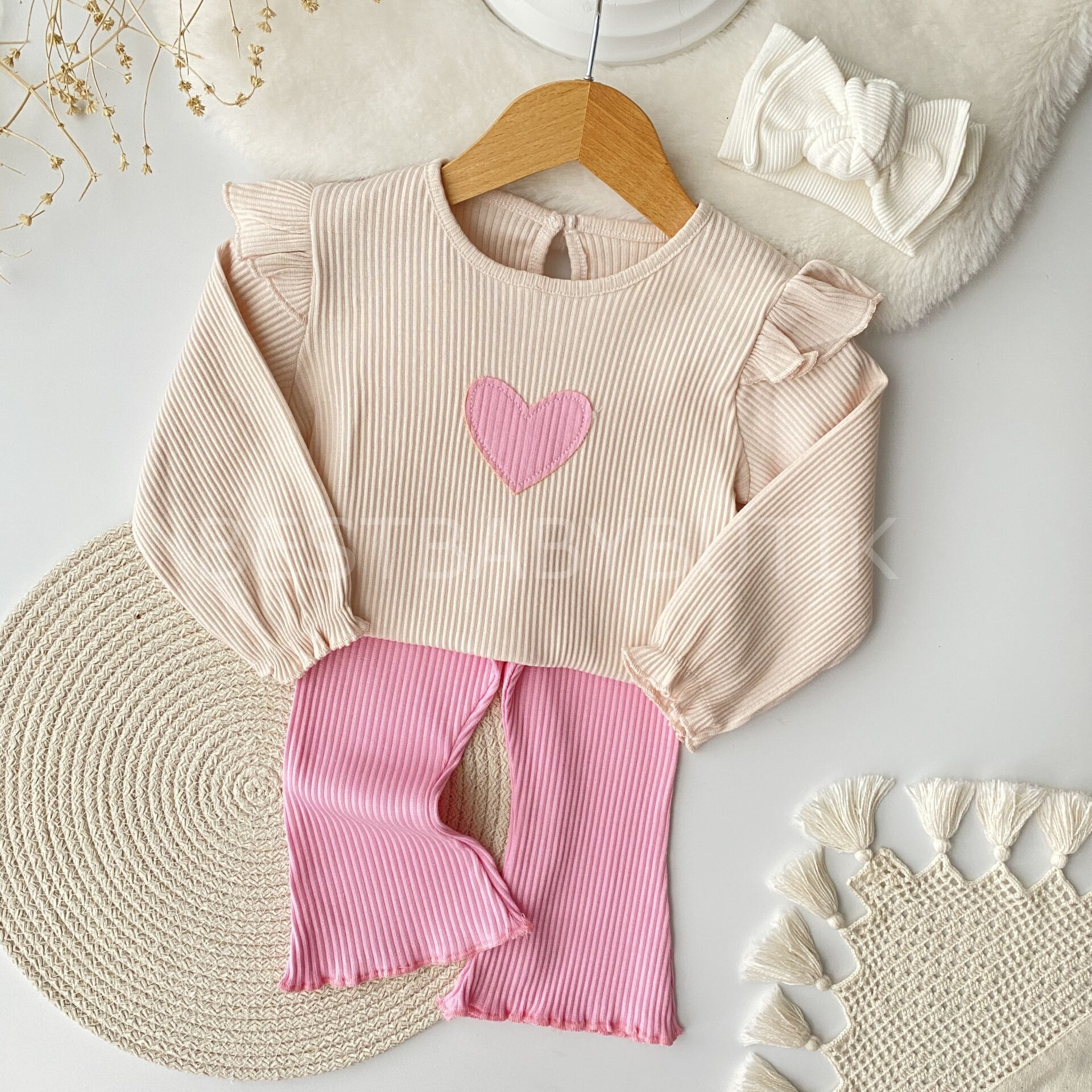 Kalp Detaylı İspanyol Paça Kaşkorse 2’Li Takım