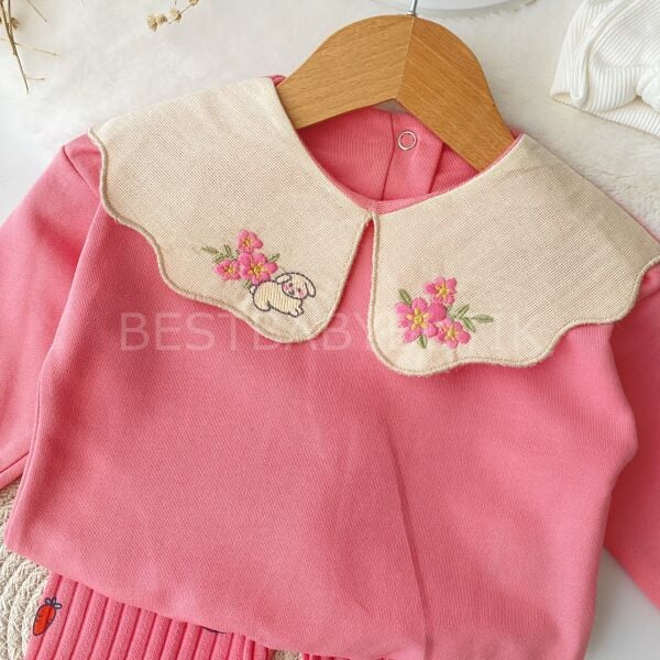 Tavşan Desenli Bebe Yaka 2’Li Alt Üst Takım