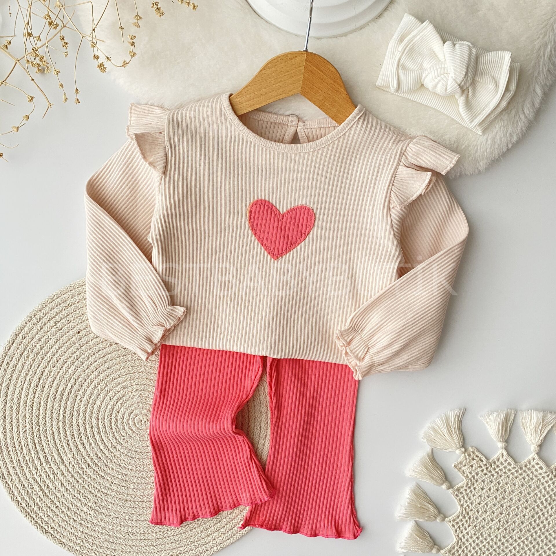 Kalp Detaylı İspanyol Paça Kaşkorse 2’Li Takım