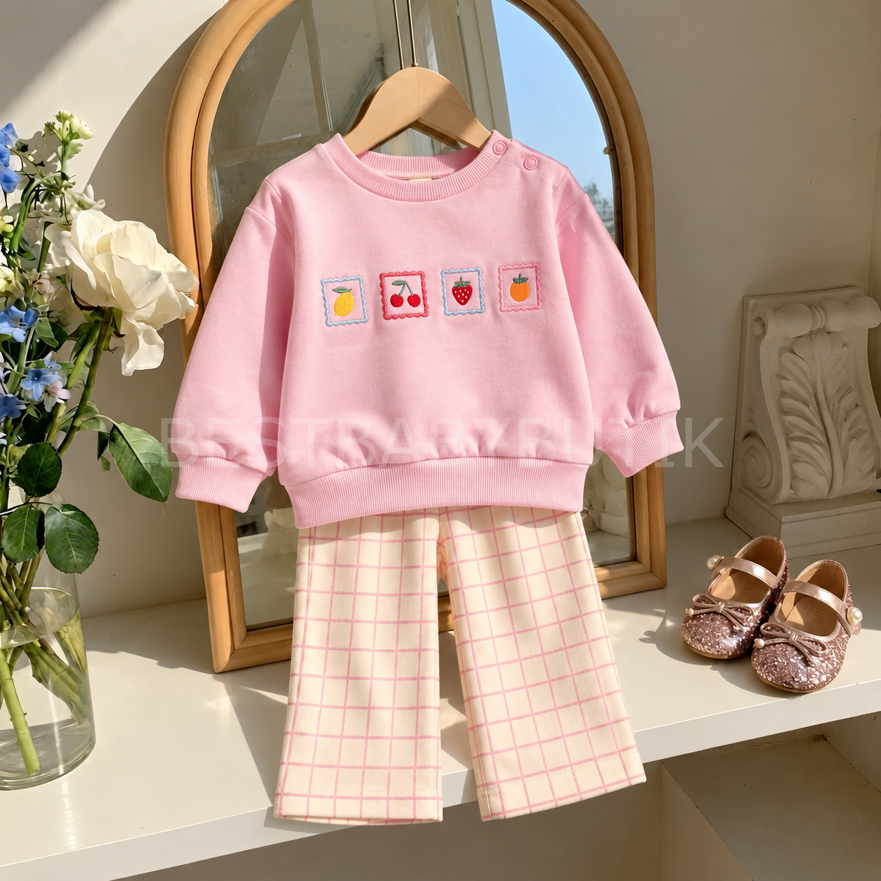 Meyve Nakışlı Bol Pantolonlu Pinterest Takım 12-18 AY