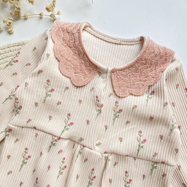 LARA DANTEL BEBE YAKA DETAYLI ÇİÇEKLİ FİTİLLİ TULUM