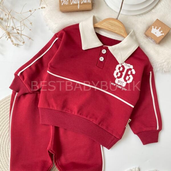86 Yazı Baskılı Polo Yaka Eşofman Takımı 18-24 AY
