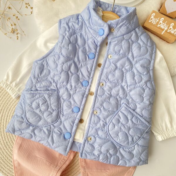 Kalp Yelekli Fisto Yaka Detaylı Gömlekli 3’Lü Takım 18-24 AY