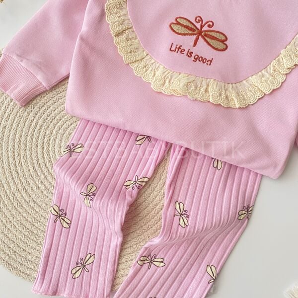 Kelebek Nakışlı Fisto Detaylı 2’Li Alt Üst Takım