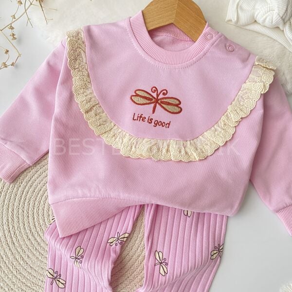 Kelebek Nakışlı Fisto Detaylı 2’Li Alt Üst Takım