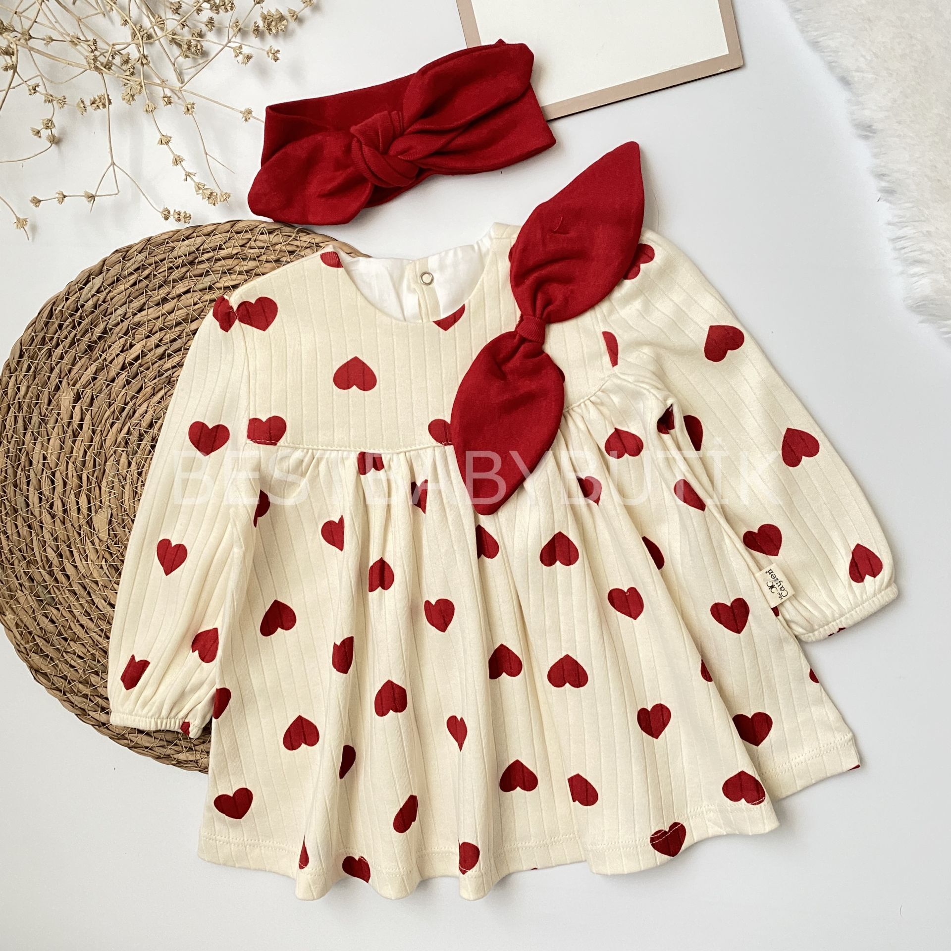 KALPLİ FİYONK BANDANALI %100 PAMUK ELBİSE