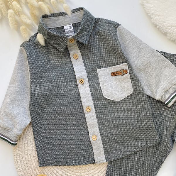 LİTTLE CLASS GÖMLEK YAKA DETAYLI SPOR ŞIK 2’Lİ TAKIM