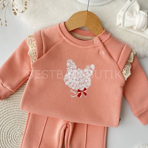 Tavşan Baskılı İspanyol Paça Şardonlu 2’li Takım 9-12 AY