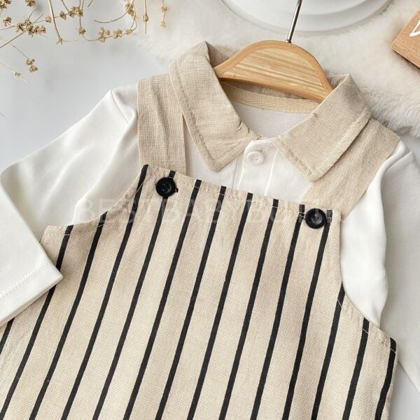 Leo Çizgili Gömlek Yaka Badili Tulum