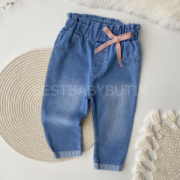 Çiçek Nakışlı Triko Kot Pantolonlu 2’Li Takım 12-18 AY