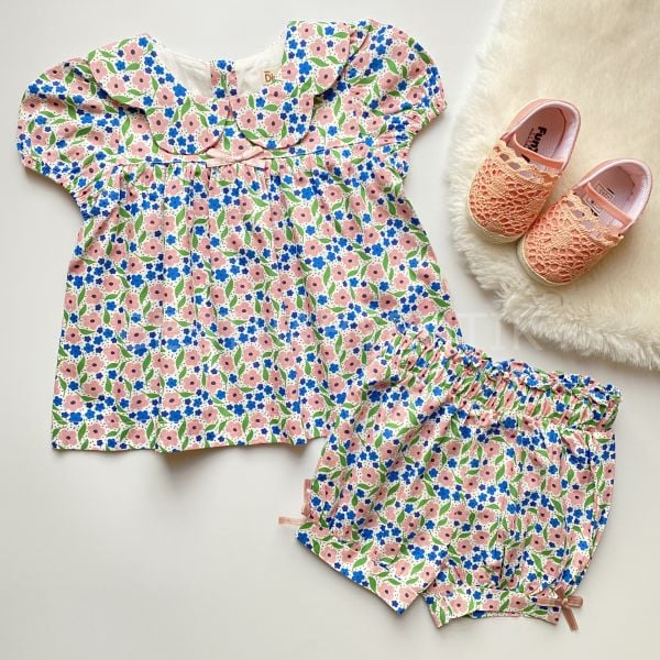 ÇITIR ÇİÇEKLİ BEBE YAKA ROBALI 2’Lİ TAKIM