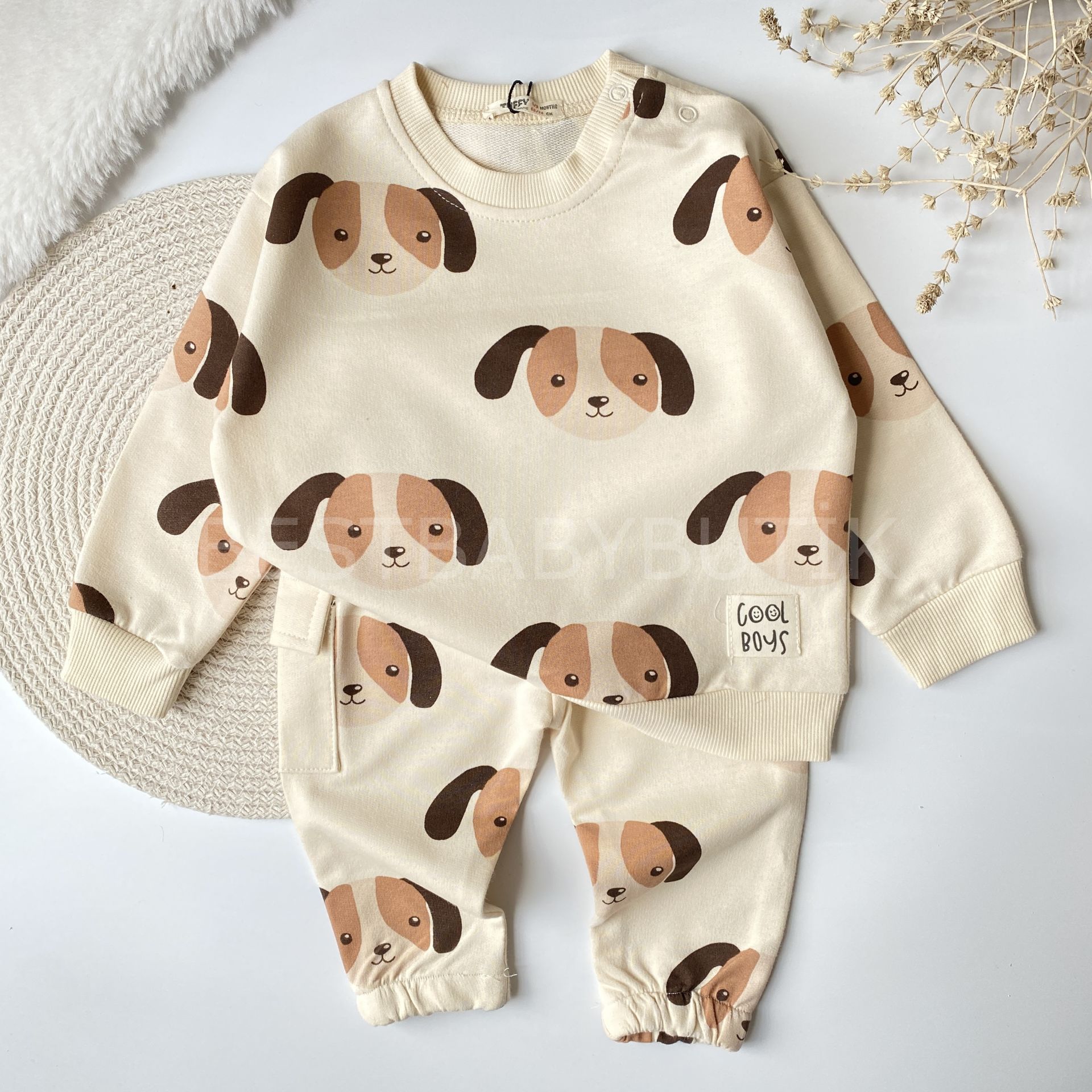SEVİMLİ KÖPEKCİK DETAYLI KARGO CEPLİ 2’Lİ ALT ÜST TAKIM