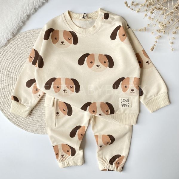 SEVİMLİ KÖPEKCİK DETAYLI KARGO CEPLİ 2’Lİ ALT ÜST TAKIM